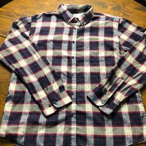 Cranberry and blue plaid Haggar casual shirt sz xl
